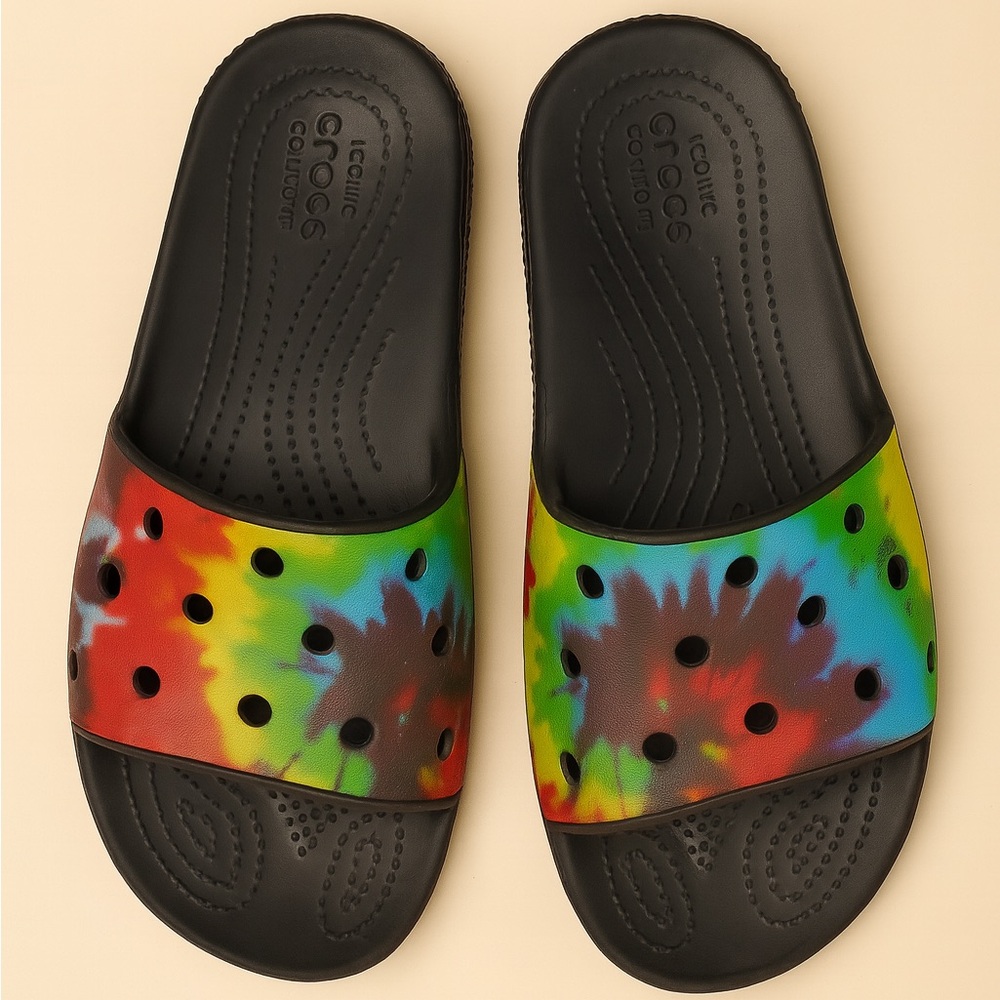 CROCS Colorful Tie-Dye Slide Sandals